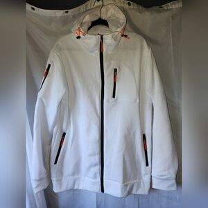 NWOT Zip-up Hoodie- Mens Large- White, Black, Orange- Zipper Pockets
